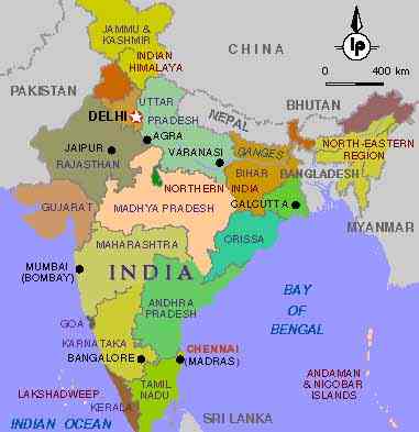 Map of india ; copyright India Tourism